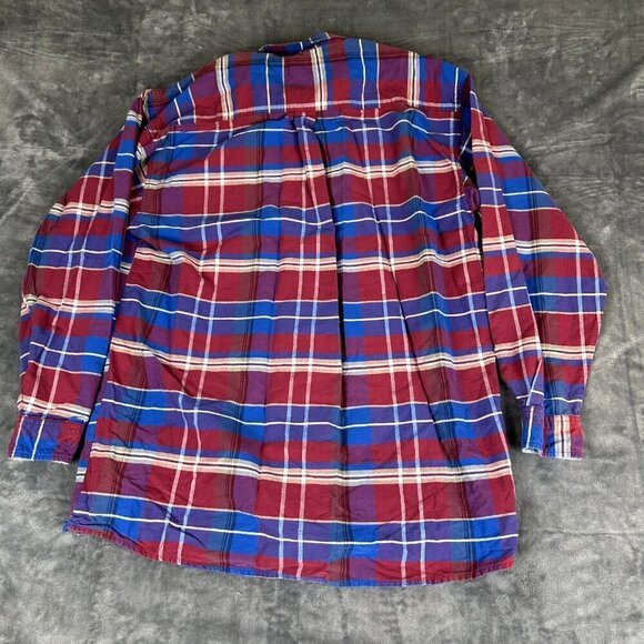 Wrangler 20X Button Down Shirt Men XL Red Blue Check Long Sleeve Western Burguny - Picture 6 of 7